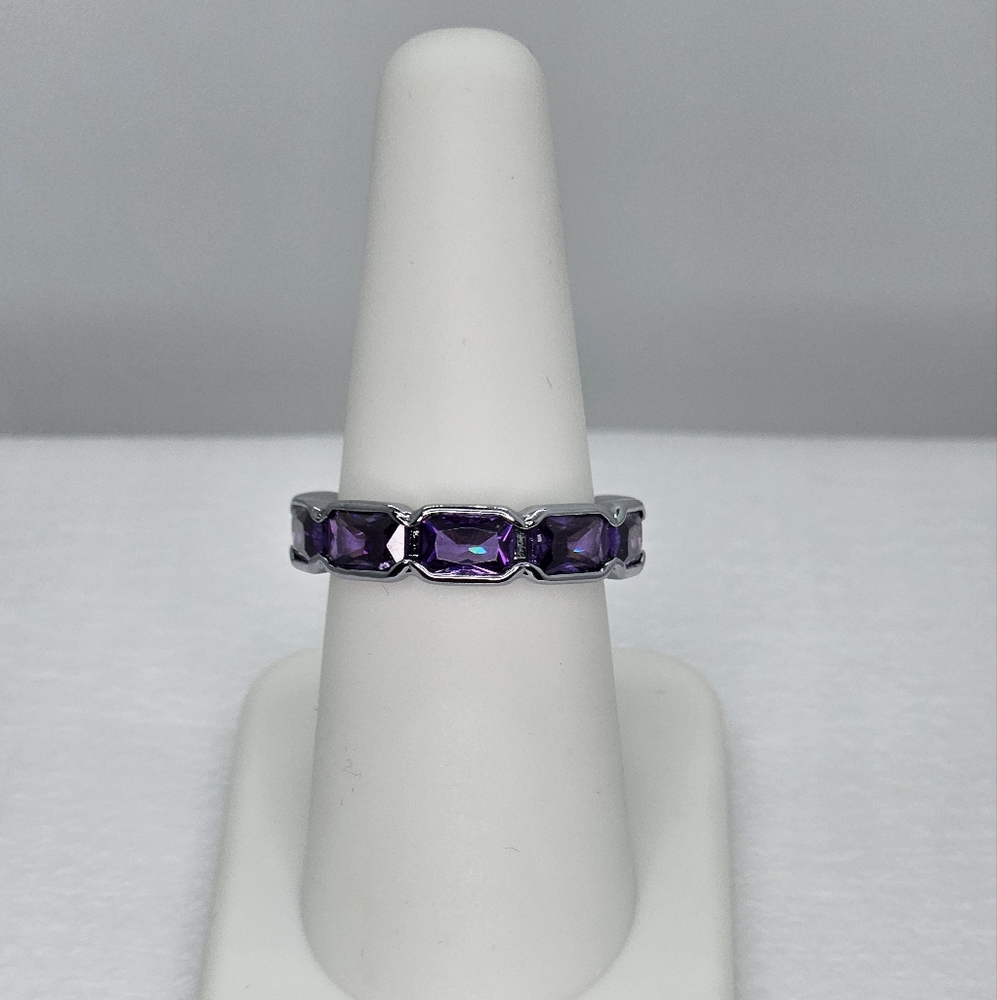 Elegant Purple Silver Women's Ring